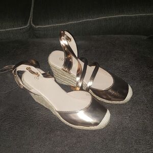 Boohoo Gold Espadrille Shoes